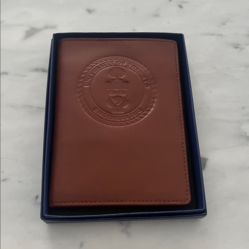 University of Toronto Engineering Brown Leather Passport Holder